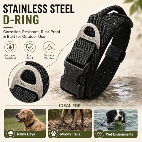 Tactical Dog Collar with NFC Smart ID Tag for Medium and Large Dogs