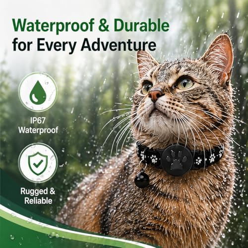 GPS Collar for Cats (Android Only) Smart tag,Pet Tracker,Waterproof Compatible with Google Find My,No Monthly Fee,Tracking Solution Smart Collar for Pet Safety,Small Large Cats