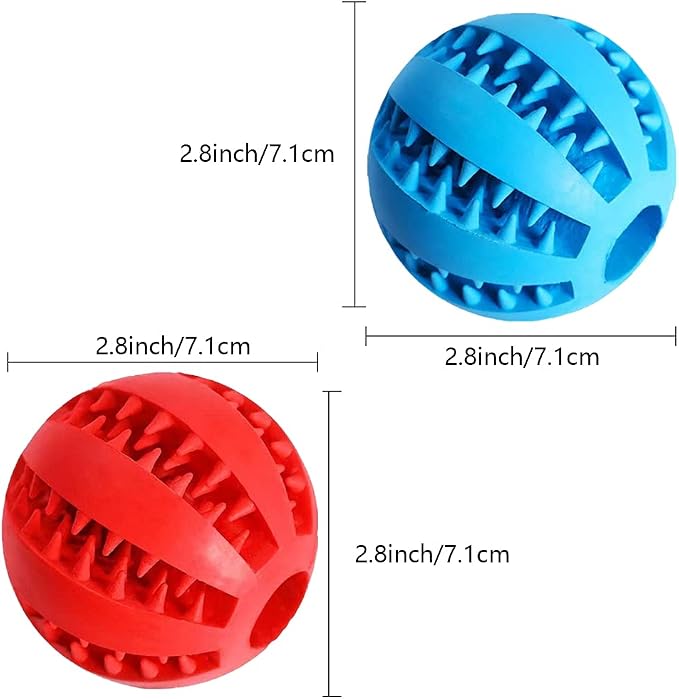 Feixun Dog Treat Toy Ball, Dog Tooth Cleaning Toy, Interactive Dog Toys 2.8" Pack of 2
