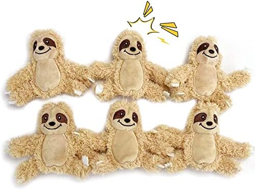Interactive Squeaky Dog Toy, Replacement Animals Sloth Pack of 6