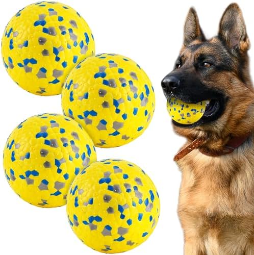 FUSOTO 4Pcs Dog Balls, Tennis Balls for Dog, Yellow