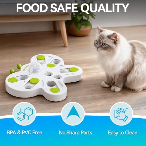 ALL FOR PAWS Interactive Cat Puzzle Feeder – Butterfly Shape Slow Feeder & Treat Dispenser – Enrichment Toy for Kittens & Indoor Cats