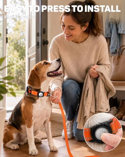 Padded Dog Collar with Waterproof Holder Compatible with Airtag