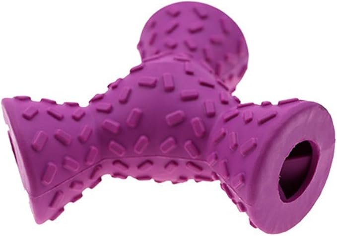 FOMIYES 3 Hole Dog Chew Toy for Tooth Cleaning, Rubber, Green