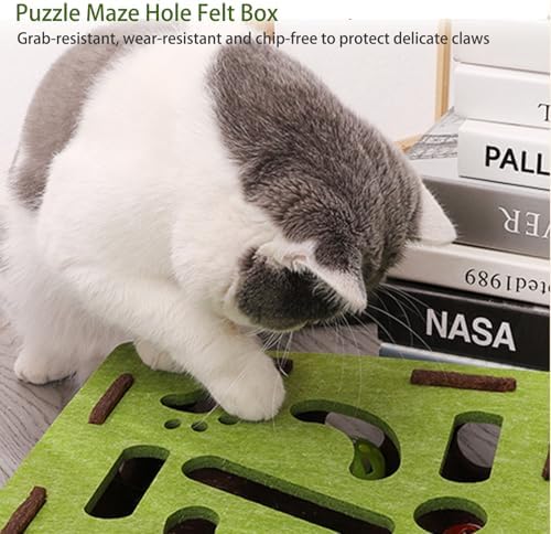 ANIS・KEBBR Interactive Cat Scratch Puzzle Box Felt Maze Enrichment Self Play Toy for Indoor Kittens