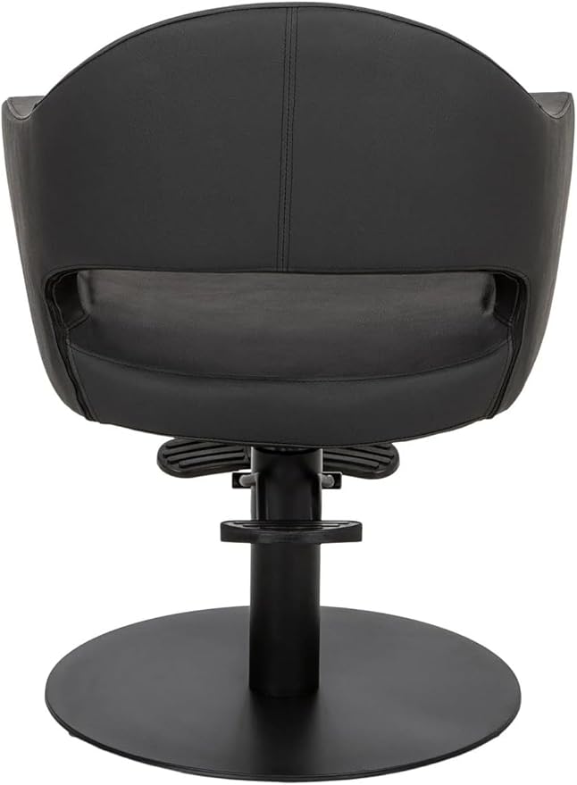 Buy-Rite Cleo Professional Salon Styling Chair & Barber Chair, All Black Vinyl with Black Stitching, Easy-Clean Crevice-Free Seat, Flat Round Base, Heavy-Duty Build, YLG-376