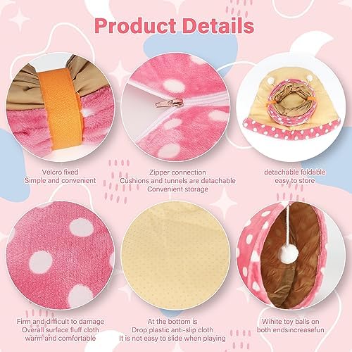 BWOGUE Bunny Tunnel Bed, 2-in-1 Collapsible Rabbit Tunnel Hideout with Mat