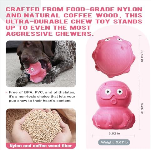 OYR 3-in-1 Dog Frozen Treat Ball, Large Size, No-Transfer Fill & Freeze Lick Cup, Treat Dispenser & Tough Chew Toy, Long-Lasting Enrichment Toy for Dogs Pink