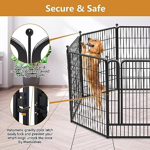 Dog Pen Portable Dog Fence Dog Playpen for Large Dogs, 40" Tall Dog Playpen Dog Fencing Outdoor 30 Panels Black Metal Dog Play Pens Exercise Fencing with Door Pet Play Pen for Camping, Yard