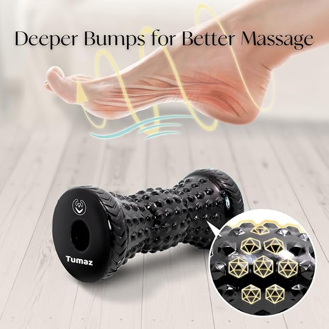 Tumaz Massage Ball & Foot Roller 3-in-1 Set with Spiky Ball, Lacrosse Ball, Massage Roller - Ergonomic Design to Relieve Plantar Fasciitis for Deep and Superficial Muscle Pain