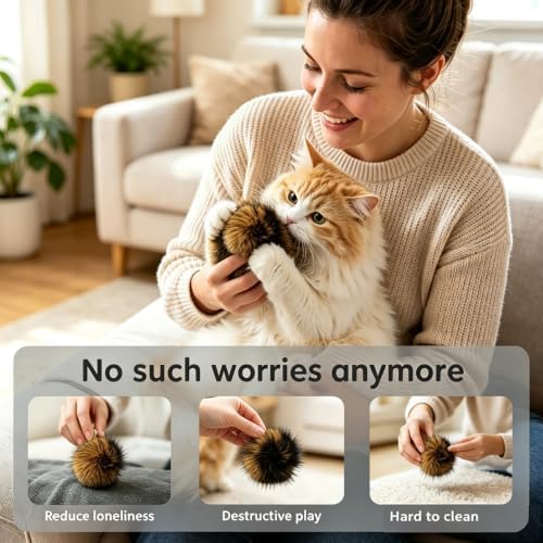Faux Rabbit Fur Catnip Ball, Lightweight Interactive Chase Toy for Cats