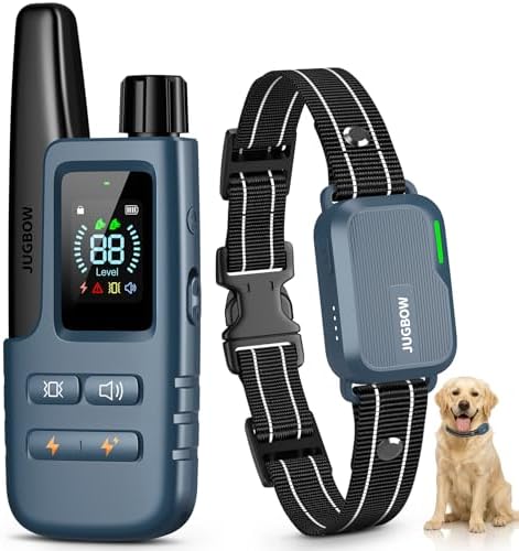 Dog Shock Collar - 4500FT Dog Training Collar with Remote | IPX8 Waterproof Electric Dog Collar with 4 Training Modes, Security Lock, Rechargeable eCollar for 10-120lbs Dog(Bright Blue)