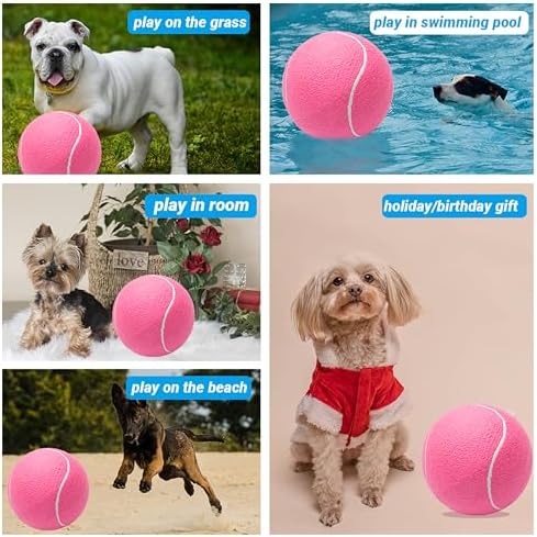 9.5" Large Dog Tennis Balls (2-Pack), Inflatable Toy with Pump