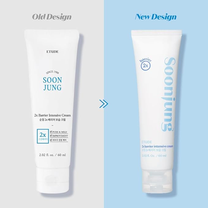 ETUDE SoonJung 2x Barrier Intensive Cream Light Texture | Vegan Korean Face Moisturizer for Sensitive Skin, Day & Night Cream, Barrier Cream with Panthenol (2.02 fl oz)