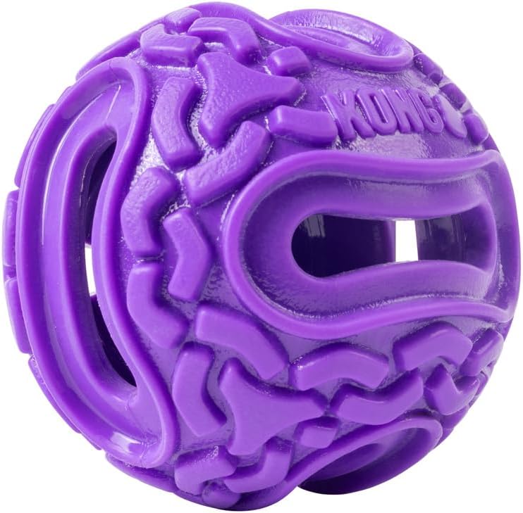 KONG Squeezz Flex Ball – Flexible Treat & Chew Holder for Dogs – Interactive Dog Toy for Fetch, Floating, & Travel – Holds Treats, Chews, & Bully Sticks (Medium/Large)