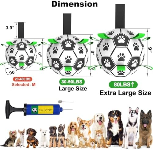 Amasiver Dog Soccer Ball Toys, World Cup Dog Soccer Ball with Straps, Puppy Birthday Gifts, Water Toy, Herding Ball, Durable Balls for Small Medium Pet, Puppy Outdoor Toy (6 Inch-Medium)