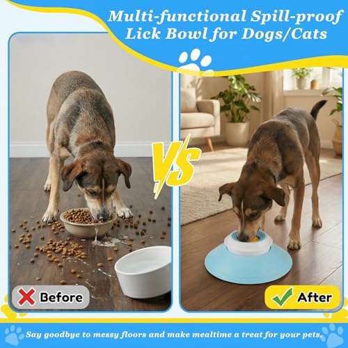 Dog Lick Bowl,Lick Bowl for Dogs Slow Feeder Dog Bowls for Liquid Food Treat,Lick and Roll Bowl for Dogs Anxiety Relieving Dog Lick Bowl with Ball,Snack Dispenser Non-Slip Pet Toys for Dogs Cats