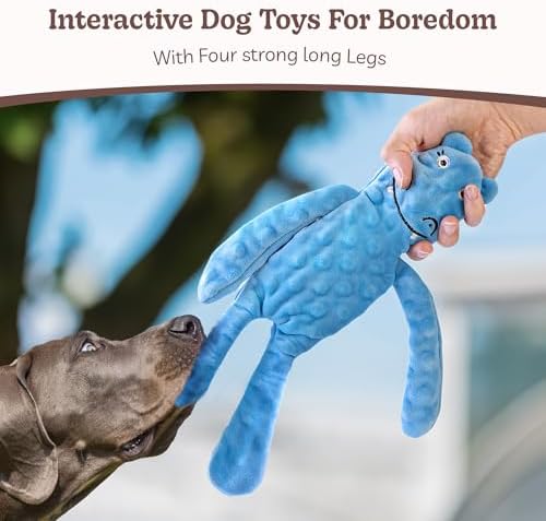 SHARLOVY No Stuffing Dog Toys Squeaky for Large Dogs, Crinkle Puppy Teething Toys to Keep Them Busy, Plush Interactive Doggie Long Lasting Chews for Aggressive Chewers