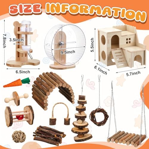 18 Pcs Hamster Accessories for Cages 10 Kinds Hamster Toys Set