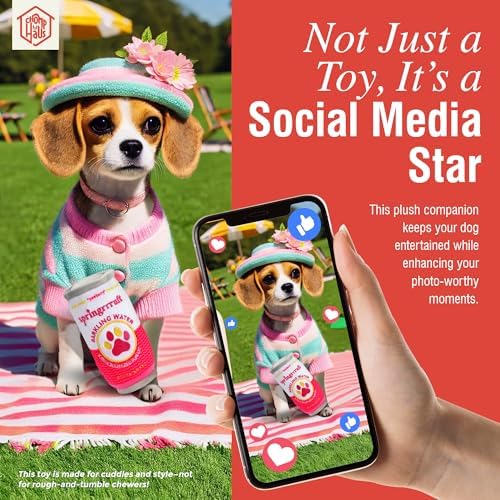 Springrrruft Barkling Water – Luxurious Parody Plush Dog Toy with Squeaker, Premium Fabric, Embroidered Details, Designer-Inspired Chew Toy, Fun Gift for Medium Dogs & Dog Lovers