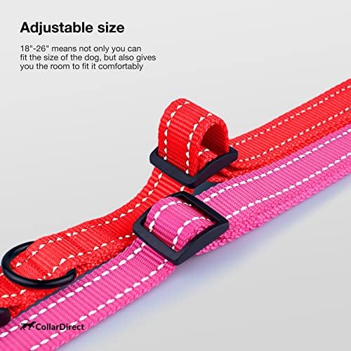 Reflective Dog Collar, Quick-Release Buckle (Coral, 18-26 Inch)