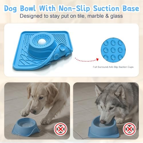 Slow Feeder Dog Bowl & Lick Mat,2-in-1 Dog Lick Bowl with Interactive Rolling Ball for Liquid and Thick Treats,Anti-Slip Dog Lick Bowl for Dogs & Cats