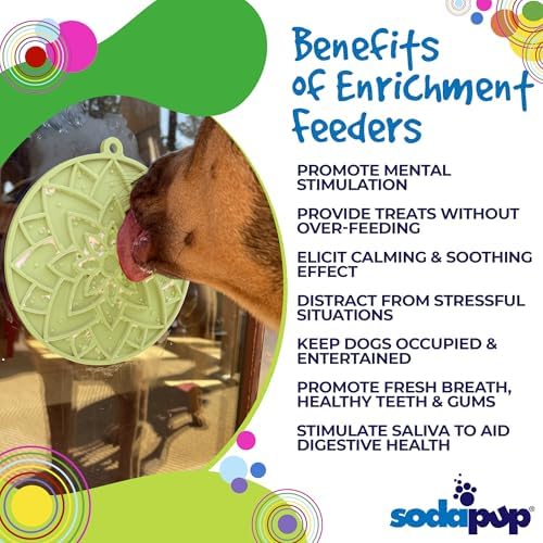SodaPup Lotus eMat – Durable Enrichment Feeder Made in USA from Non-Toxic, Pet-Safe, Food Safe Rubber for Mental Stimulation, Avoiding Overfeeding, Fresh Breath, Digestive Health, Calming, & More