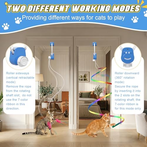 Motion Activated Clip-On Doorway Cat Toy, Rechargeable Automatic Hanging Interactive Toy, Indoor Chase & Play Enrichment Toy for Kittens, Adult Cats and Multi-Cat Homes