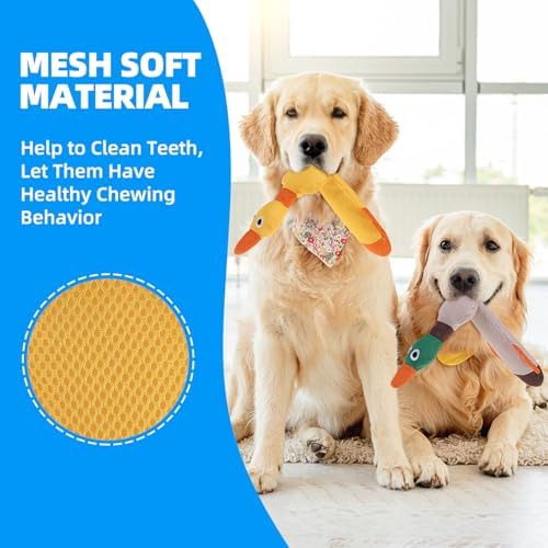 Mihachi Floating Dog Water Pool Toys 2 Pack for Swimming Pool, Interactive Crinkle Pet Puppy Chew Toys for Play and Training, Funny Duck Toy for Small Medium Large Breed, Wild & Yellow Duck