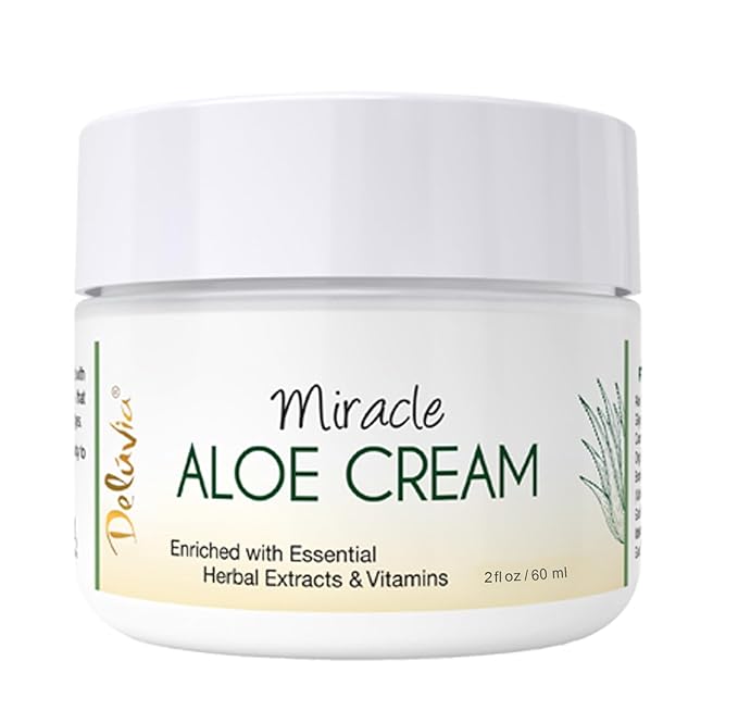Deluvia Miracle Aloe Cream | Face & Body Moisturizer with Vitamin E & Aloe Vera | Hydrating, Soothing for Dry Skin | Non-Greasy - 2 oz Compact Travel Size