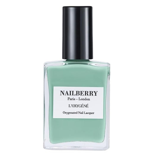 Nailberry L'Oxygéné Oxygenated Nail Lacquer | Wild Sage | Chalky Pastel Sage Opaque Nail Polish | UV Protected Long-Wear Nail Polish | 12-Free | Vegan | Certified Halal | Cruelty & Gluten Free | 15 ml
