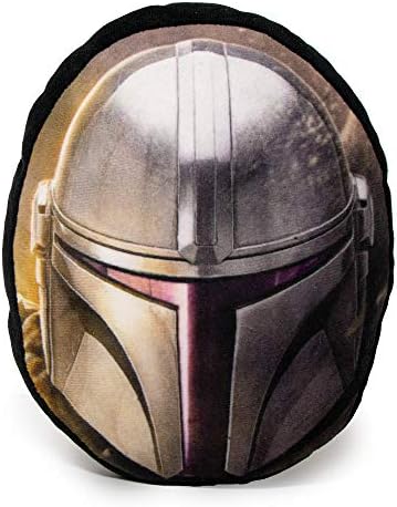 Buckle-Down Dog Toy, Mandalorian, Plush Squeaker Star Wars The Mandalorian Helmet, 8" x 8" (DTPT-SWBFJ)