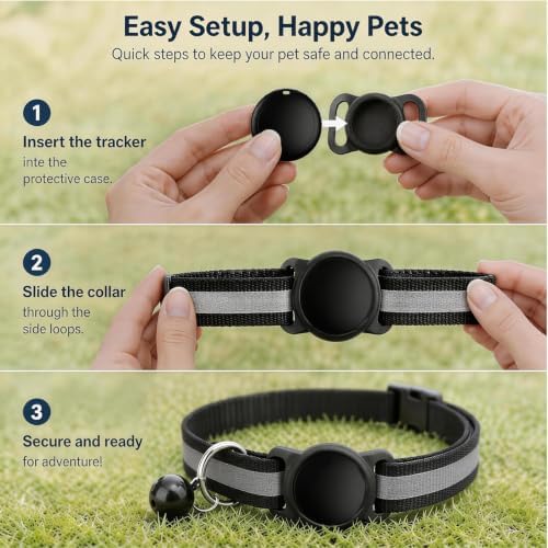 GPS Tracker for Dogs/Cat（2026 MFi Certified - Long Standby）Smart Collar with Real-Time Location - Pet Location Tracker with Holder, No Monthly Fee/No SIM Card,Works with iOS Find My,Ultra-Slim,IP68-W