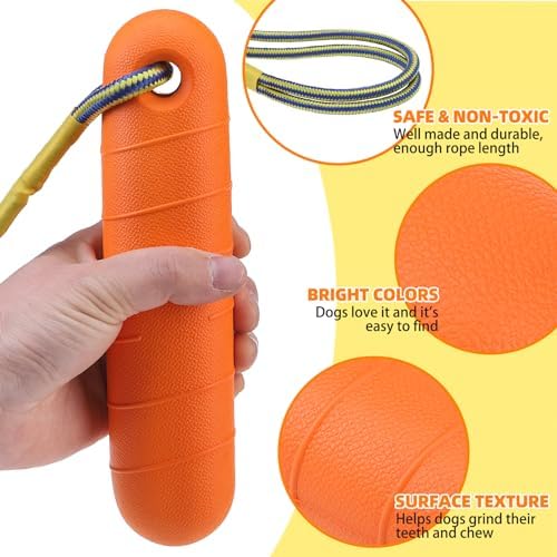 PUPTECK Interactive Dog Pool Toys Water Floating Toys Fetch Training Bumpers 2 Pack, Yellow & Orange