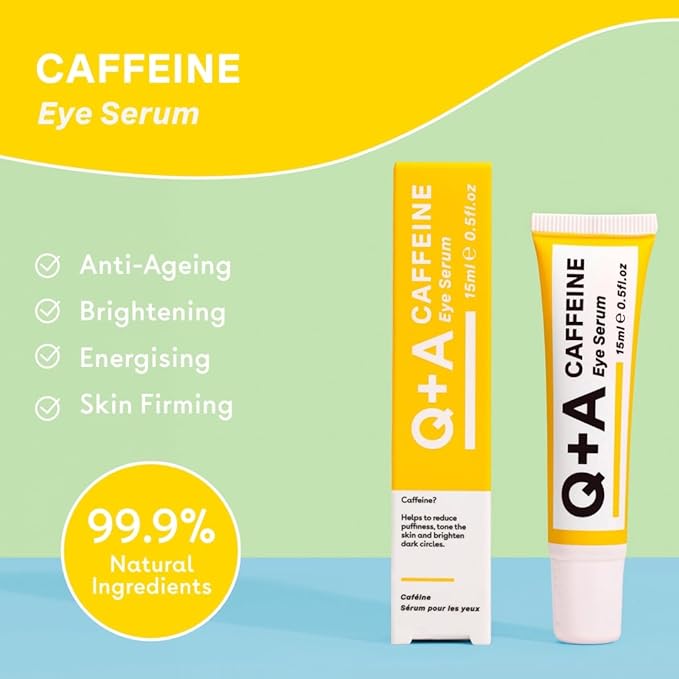 Q+A Caffeine Eye Serum (15ml), Brightening Eye Serum, 99.9% Natural Caffeine Treatment for Dark Circles, Puffiness & Fine Lines, with Green Tea & Pomegranate Antioxidants, Anti Aging Skincare