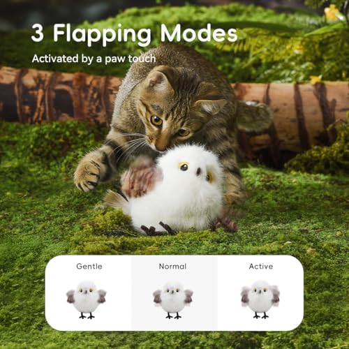 Petgravity Flapping Bird Cat Toy (No Flying), Lifelike Toucan Chirp Tweet Kitten Toy, Rechargeable Touch Activated Cat Toy Interactive Catnip Toy Exercise Toys for All Breeds 5.1" (Black)