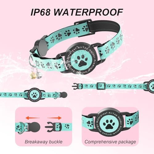 GPS Cat Tracker Collar (iOS & Android), No Monthly Fee Pet GPS Tracker Blue