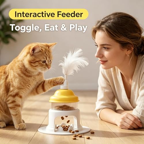Interactive Cat Treat Dispenser Toy, Yellow