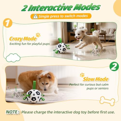 Diman Interactive Dog Toys, Dog Soccer Ball with 2 Bouncing Modes