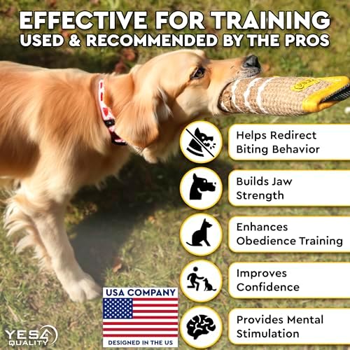 Dog Bite Tug Toy, 2 PK, 11.8"x3.5", Durable Yellow Pull Toy with 2 Handles