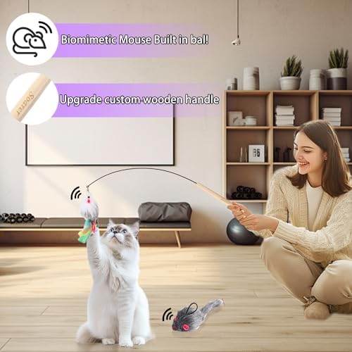 Soarer 3in1 Flying Bird Cat Wand Toys with Suction Cup for Indoor Cat,7Pcs