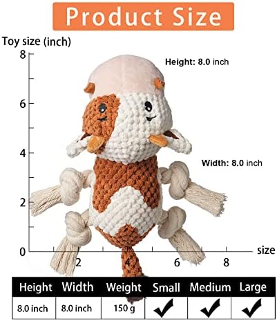 Sedioso Dog Toys, Dog Plush Toy for Large Breed, Cute Squeaky Dog Toys with Crinkle Paper, Dog Chew Toys for Puppy, Small, Middle, Big Dogs (Cow)