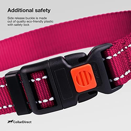 Reflective Dog Collar, Quick-Release Buckle (Red, 12-16 Inch)