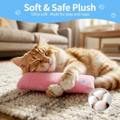 WOUSEDO Cat Plush Pillows Toys 3 Pack, Crinkle Sound and Catnip Inside