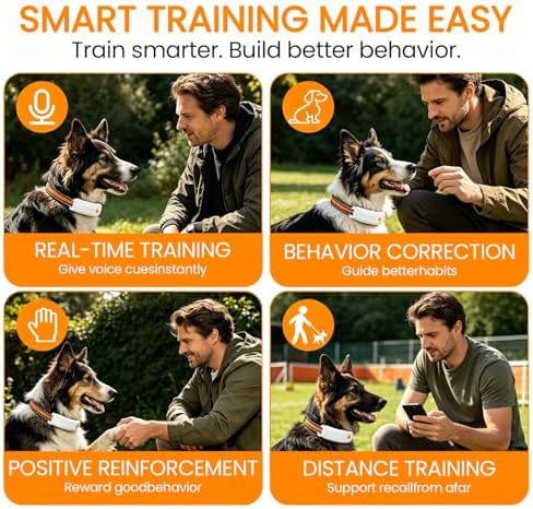 Wireless Dog Fence & GPS Dog Collar with Heart Rate & Breath Count for Weights 15–65 lbs Dogs, Keep Your Dog Safely Contained Outdoors with App, Waterproof Collar Suitable for Dogs Neck Sizes 10–18"