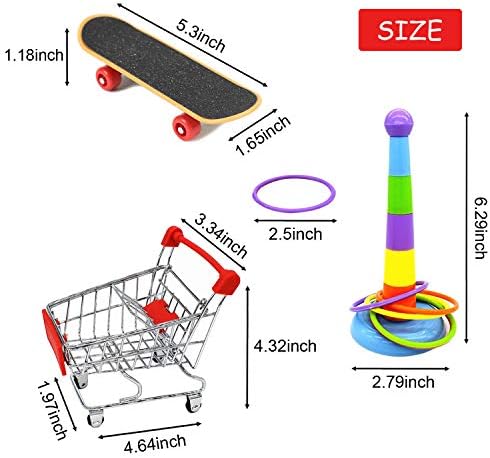 Hypeety 3 Pack Bird Intelligence Toys Stacking Training Rings Mini Shopping Cart Skateboard Stand Perch for Parrot Parakeet Cockatiel Conure Budgie Cockatoo (B)