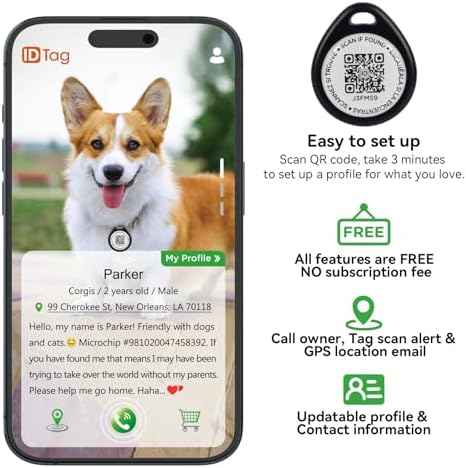 QR Code Smart Pet ID Tag for Cats Dogs - Waterproof Durable Pet Identity Tracking Accessory No Fees & Privacy Protection Personalized for Dogs and Cats (Blue*2, S)
