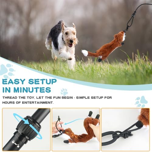 Flirt Pole for Dogs - Heavy Duty Interactive Dog Rope Toy, Agility Training Fishing Pole for Large and Small Breeds, Durable Exercise Stick with Replaceable Tails