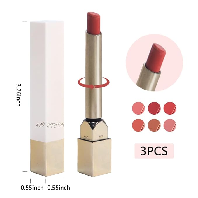 3Pcs Nude Pink Wine Red Matte Lipstick Set for Older Women,Velvet Long Lasting Waterproof Smudge Proof Lip Stick,24 hr Hours Magic Lipstick 24 Hours Original Lip Stick Stain Makeup Kit,Vegan