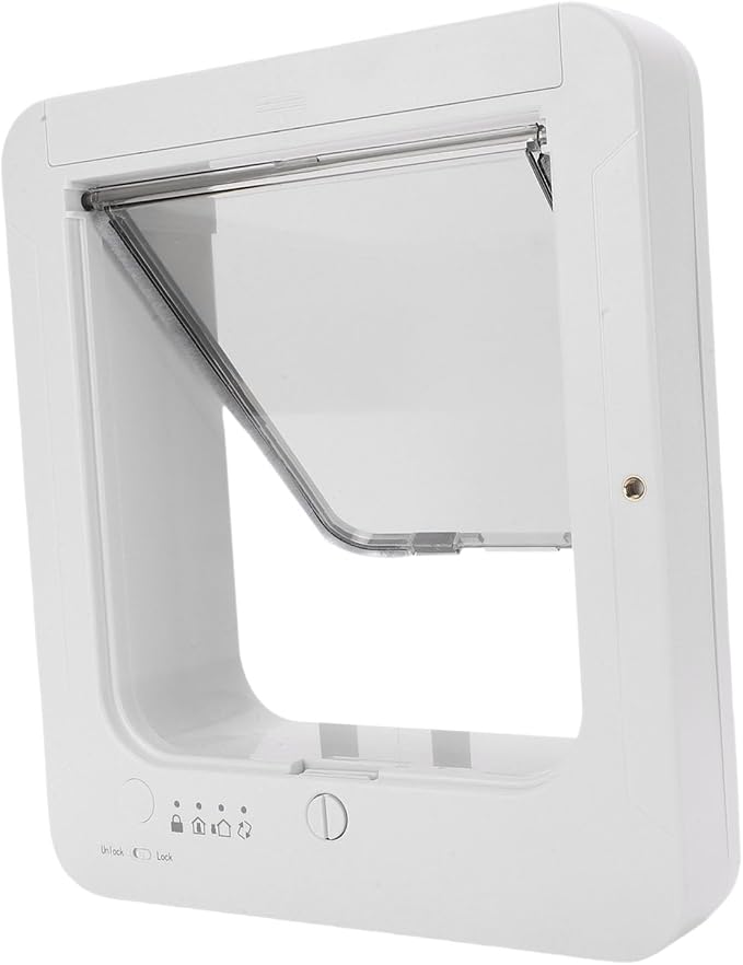 Smart Cat Door Automatic Sensor Pet Door with Remote Collar Activated Cat Flap Two Way Entry for Indoor Outdoor Pet Access